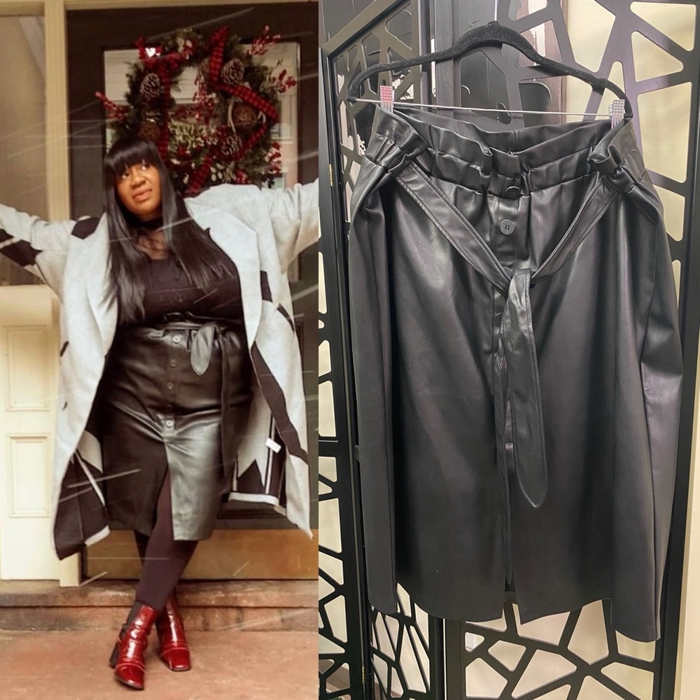 Eloquii Black faux Leather Pencil Skirt